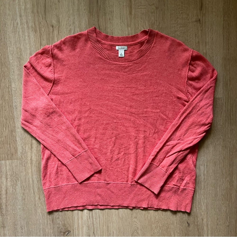 LL bean large coral sweater